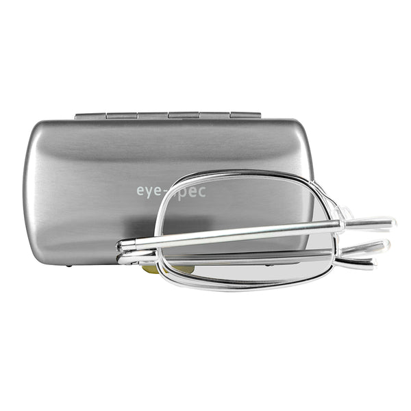 eye-look |  leichte brille im eleganten metall-etui in silber