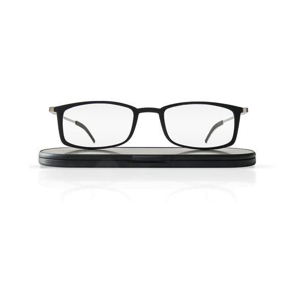 soho duo (2x) | leichte lesebrillen mit schwarzem rahmen im taschenetui