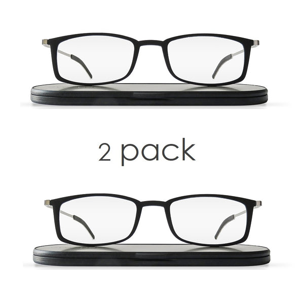 soho duo (2x) | leichte lesebrillen mit schwarzem rahmen im taschenetui